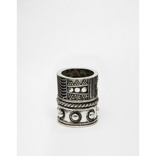 Embellished Oversized Ring In Silver