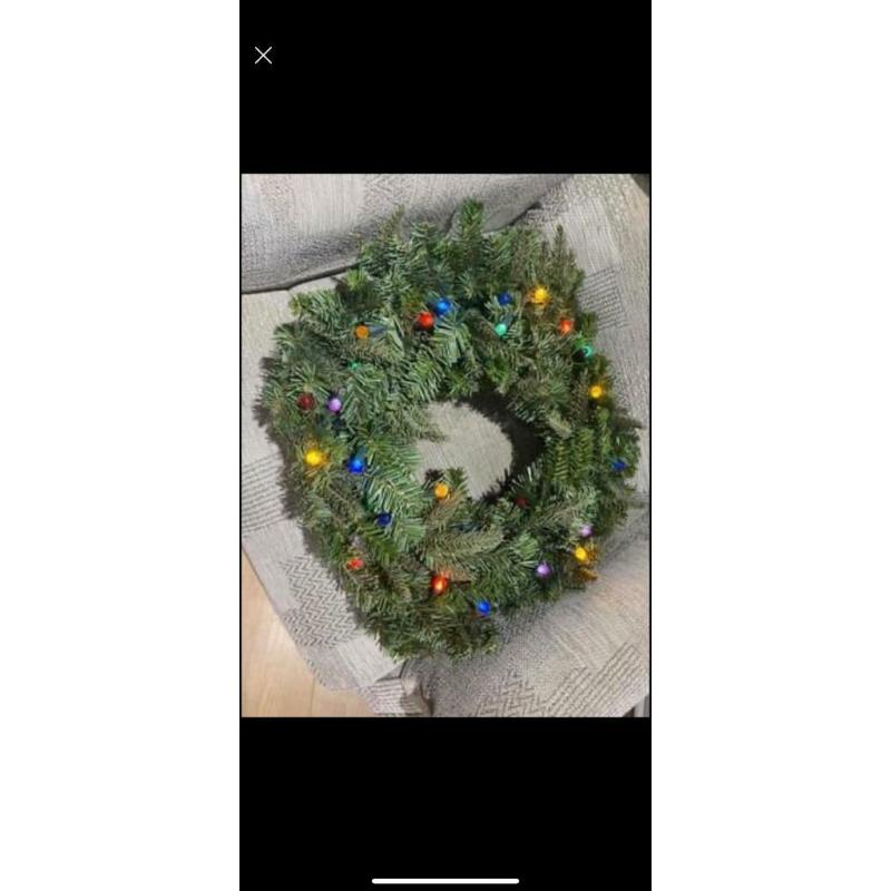 QVC NEW Christmas beth Garland and wreath battery operated new in box