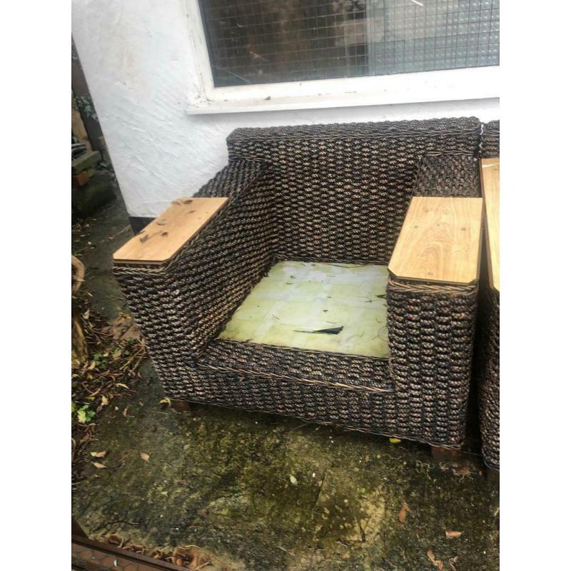 2x wicker chairs for garden solid chairs