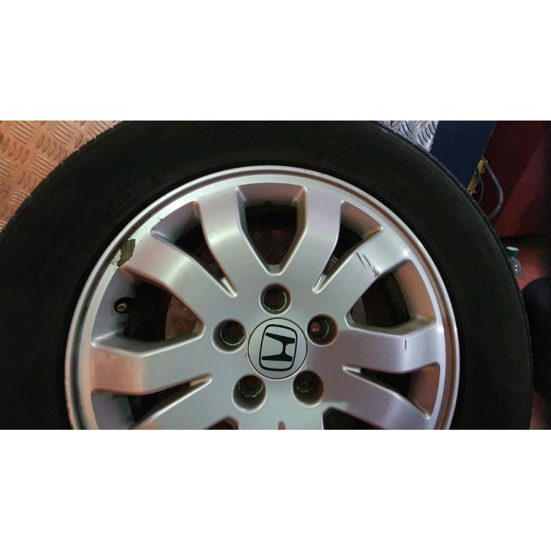 02-07 HONDA OEM CRV MK2 16 INCH ALLOY WHEELS X5 & TYRES 205/65R16