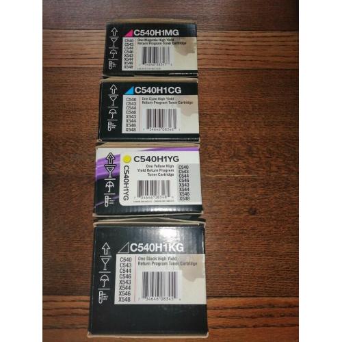 LEXMARK C540H ORIGINAL HIGH CAPACITY TONER CARTRIDGES - FULL SET OF FOUR +