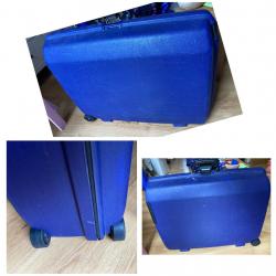 Hard Shell Zipper-less Samsonite Suiticase, cracked but still functional