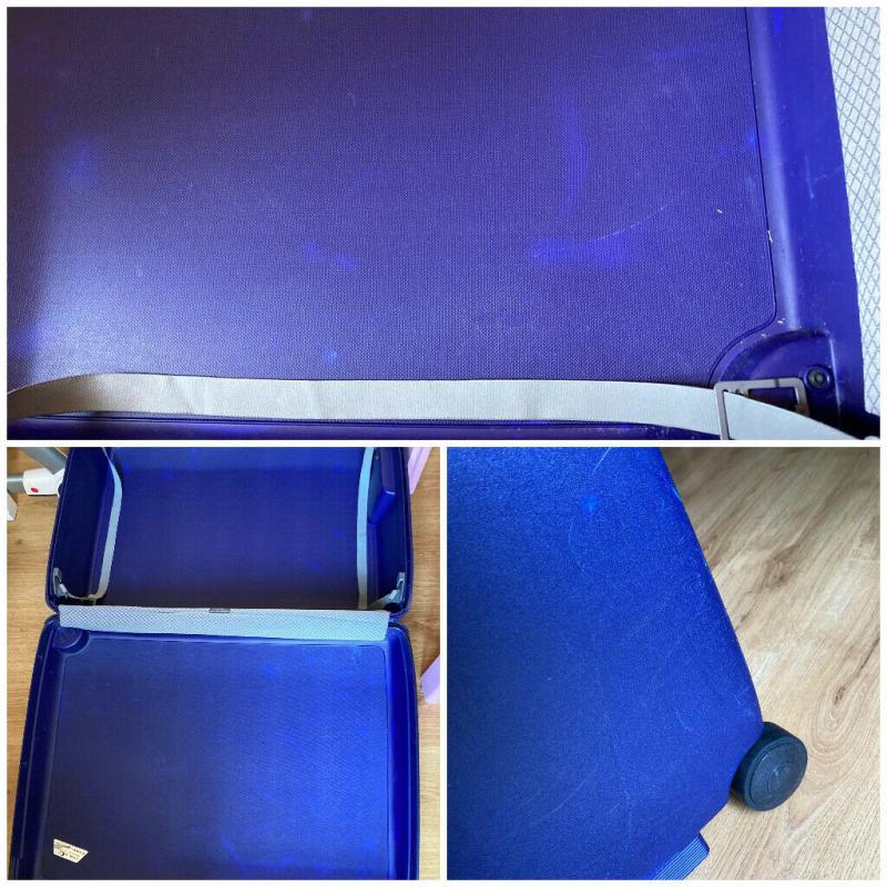 Hard Shell Zipper-less Samsonite Suiticase, cracked but still functional