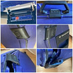 Hard Shell Zipper-less Samsonite Suiticase, cracked but still functional