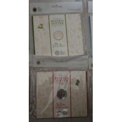 9 different 2017 and 1 2018 beatrix potters 50ps sealed packs