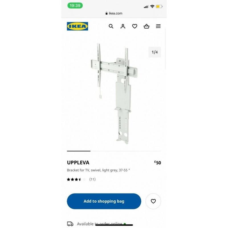 IKEA TV stand / bench white gloss with TV Mount