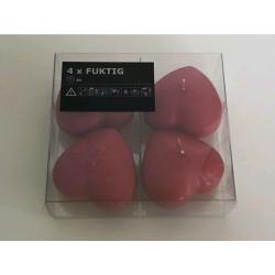 4 Red Heart Shaped Float in Water Candle Unscented