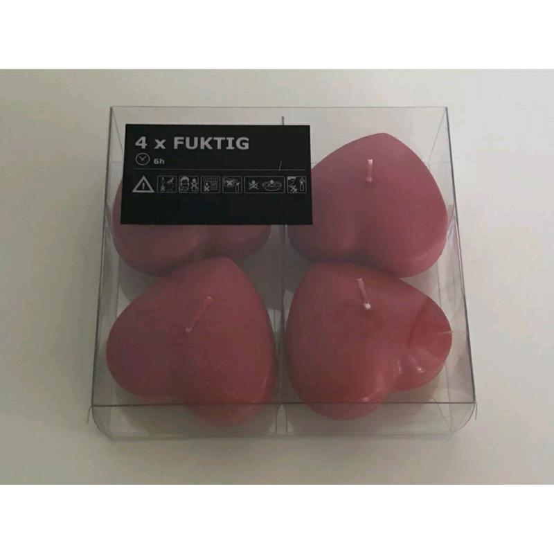 4 Red Heart Shaped Float in Water Candle Unscented