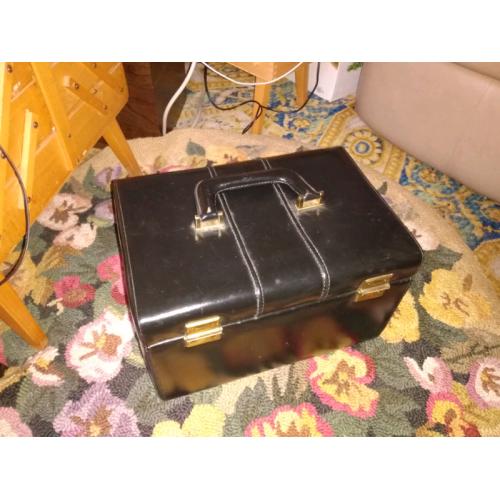 Black leather vanity case