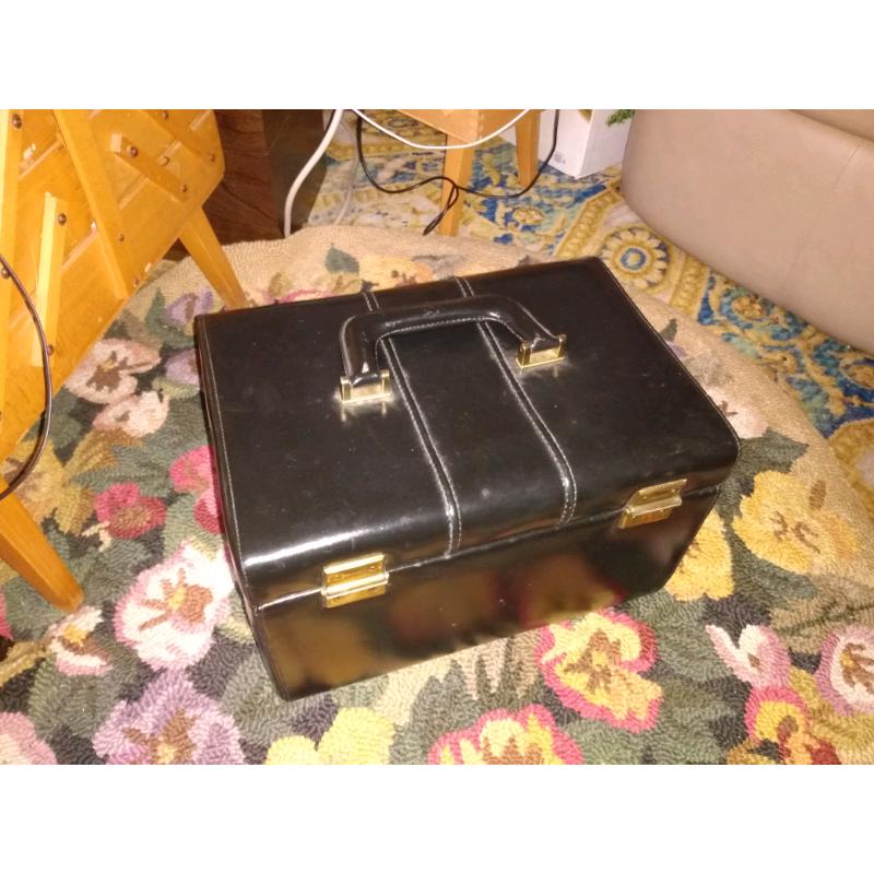 Black leather vanity case