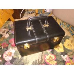 Black leather vanity case