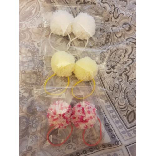 Handmade pom pom hair bobbles and hair clips
