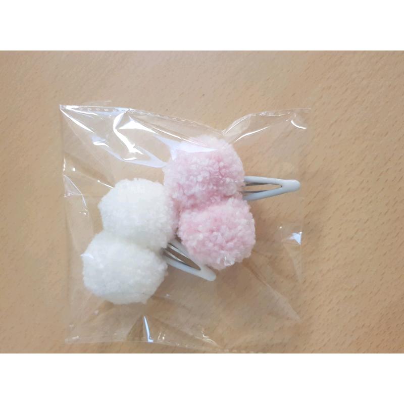 Handmade pom pom hair bobbles and hair clips