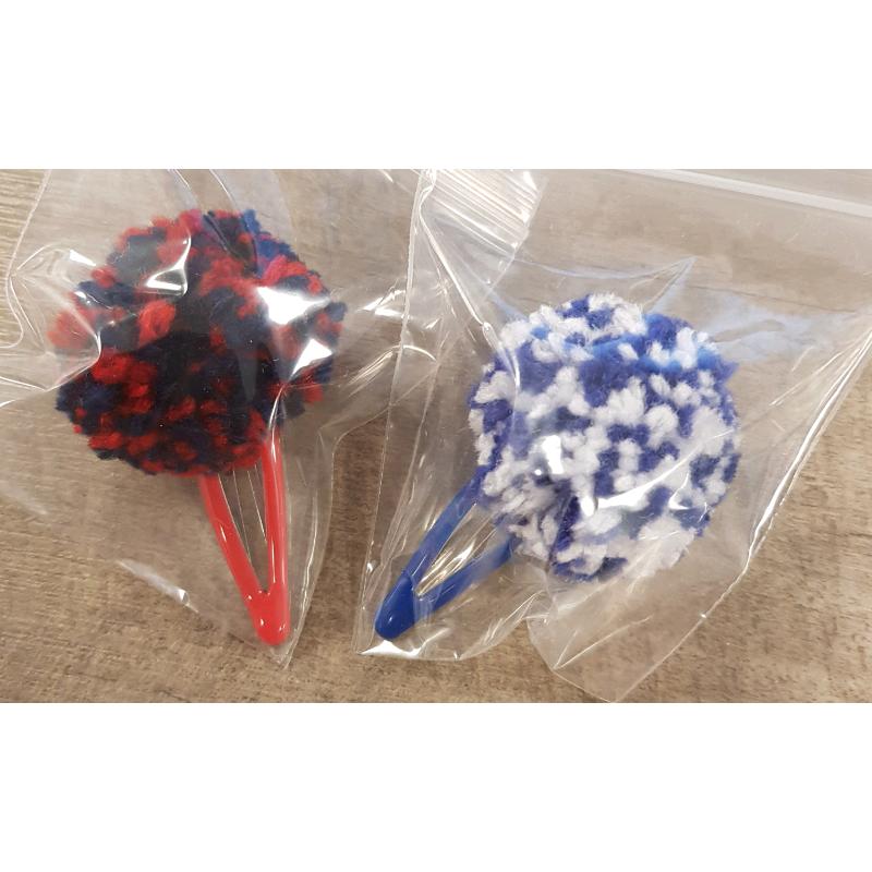 Handmade pom pom hair bobbles and hair clips