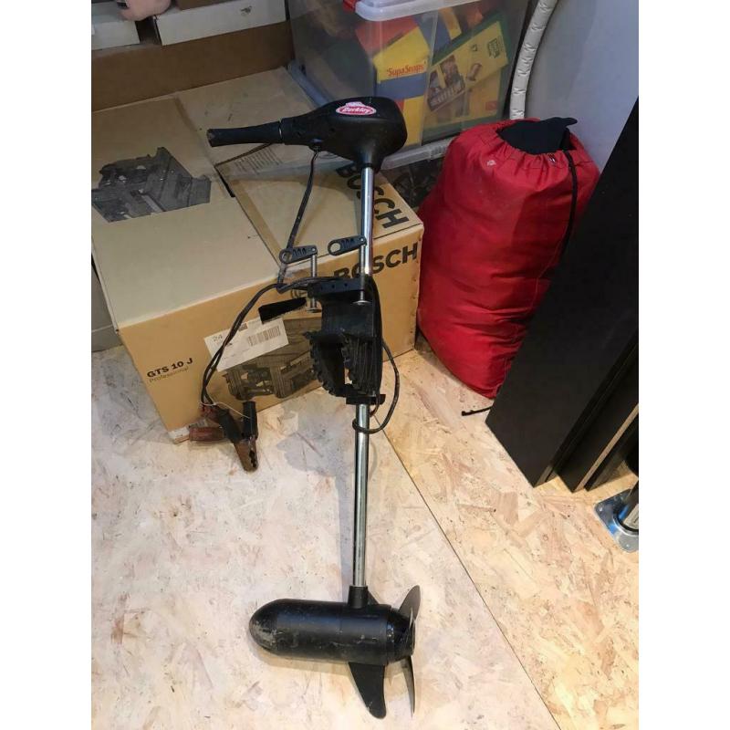 Electric motor propeller for small boat.