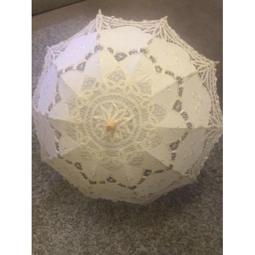 Ivory Cotton Lace Wedding Parasol