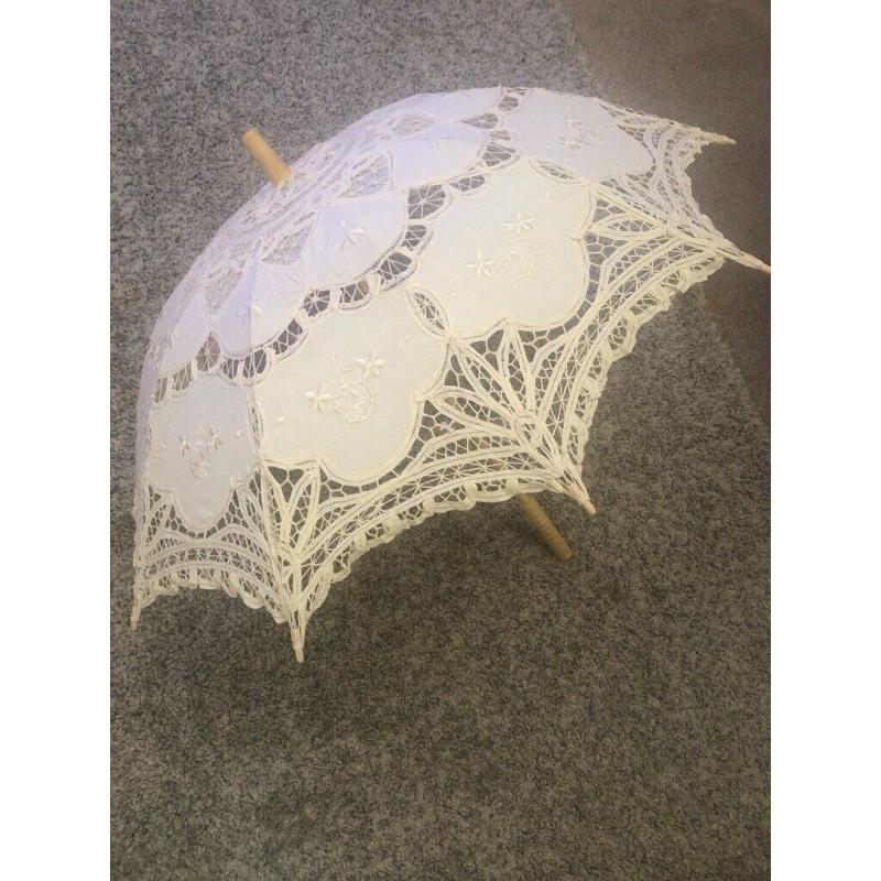 Ivory Cotton Lace Wedding Parasol