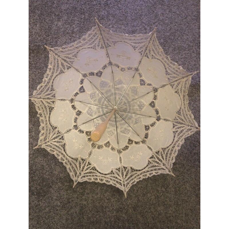 Ivory Cotton Lace Wedding Parasol