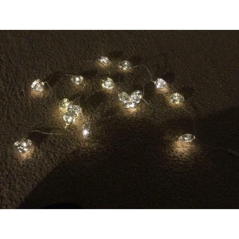 Pretty glass heart fairy lights