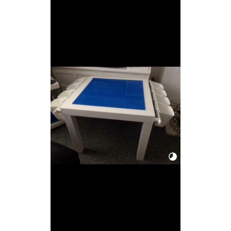 Lego duplo tables few colours left, ?32-/ ?38 2 Rails 8 storage pots