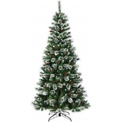 Snow Flocked Christmas Tree with Red Berries and a Metal Base available in 8ft CM2280
