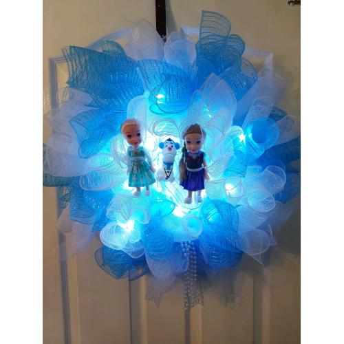 Frozen inspired deco mesh wreath
