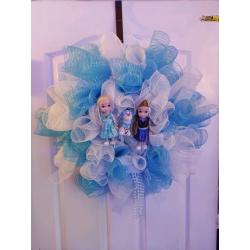Frozen inspired deco mesh wreath
