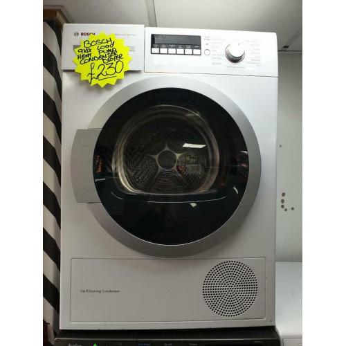Bosch white 9kg load heat pump condenser tumble dryer