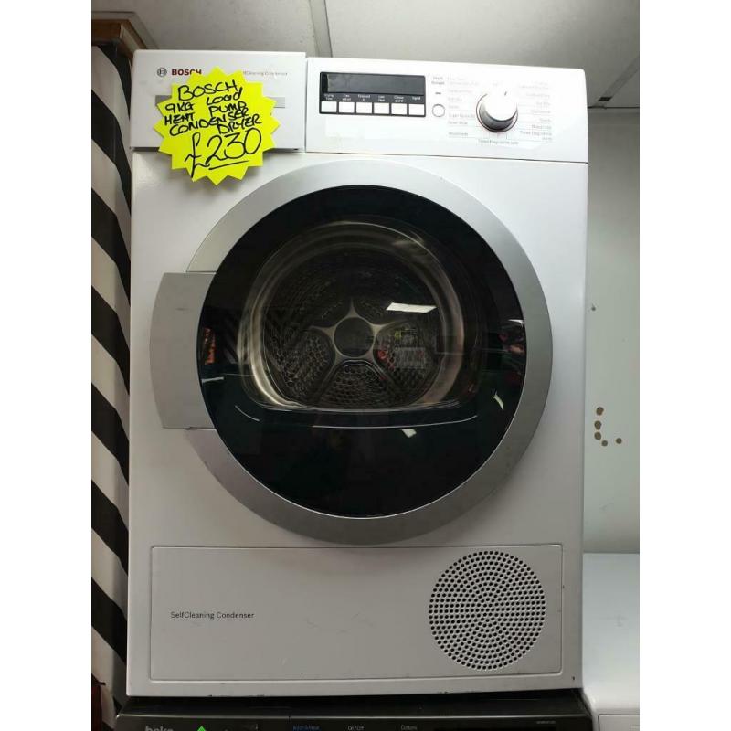 Bosch white 9kg load heat pump condenser tumble dryer