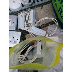 Electric bundle. Sockets,cables,halogen spot transformers, various...