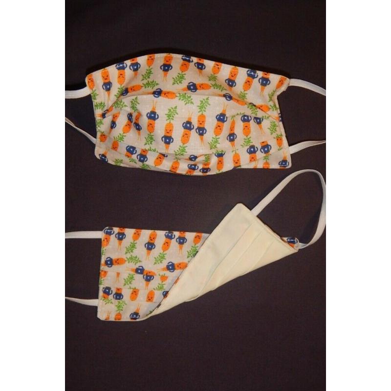 Kevin Carrot and Festive Sprouts Face Masks. 100% Cotton. Free Delivery. Washable. ?4.50