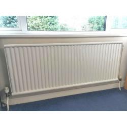 FREE 2 Radiators 1 very large 2 metre double convector. with valves 1 medium 1.5 metre single