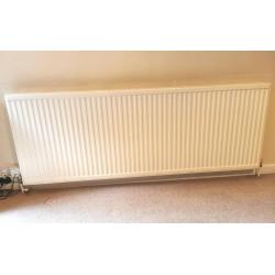 FREE 2 Radiators 1 very large 2 metre double convector. with valves 1 medium 1.5 metre single
