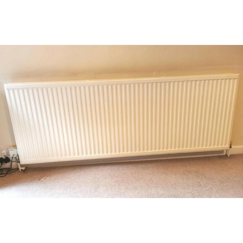 FREE 2 Radiators 1 very large 2 metre double convector. with valves 1 medium 1.5 metre single