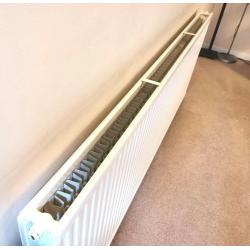 FREE 2 Radiators 1 very large 2 metre double convector. with valves 1 medium 1.5 metre single