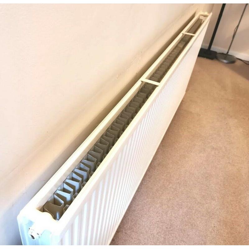 FREE 2 Radiators 1 very large 2 metre double convector. with valves 1 medium 1.5 metre single