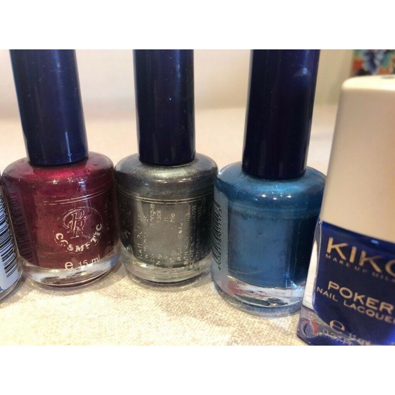 Nail Polish Set of 7 / Green, Teal, Glittery purple, Wine, Anthracite and Blues