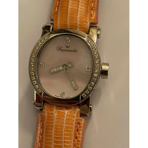 Diamonds and Leather watch by Faconnable