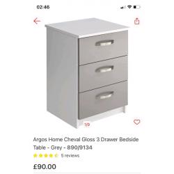 Cheval 3 Drawer bedside storage cabinets only ?50 each or both ?95.