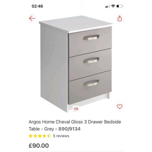 Cheval 3 Drawer bedside storage cabinets only ?50 each or both ?95.