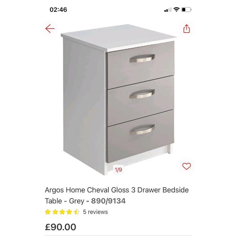 Cheval 3 Drawer bedside storage cabinets only ?50 each or both ?95.