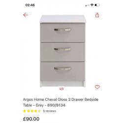 Cheval 3 Drawer bedside storage cabinets only ?50 each or both ?95.