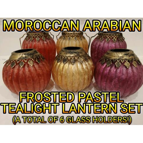 Moroccan Arabian Indian Ethnic Tealight Lanterns Frosted Pastel Holder