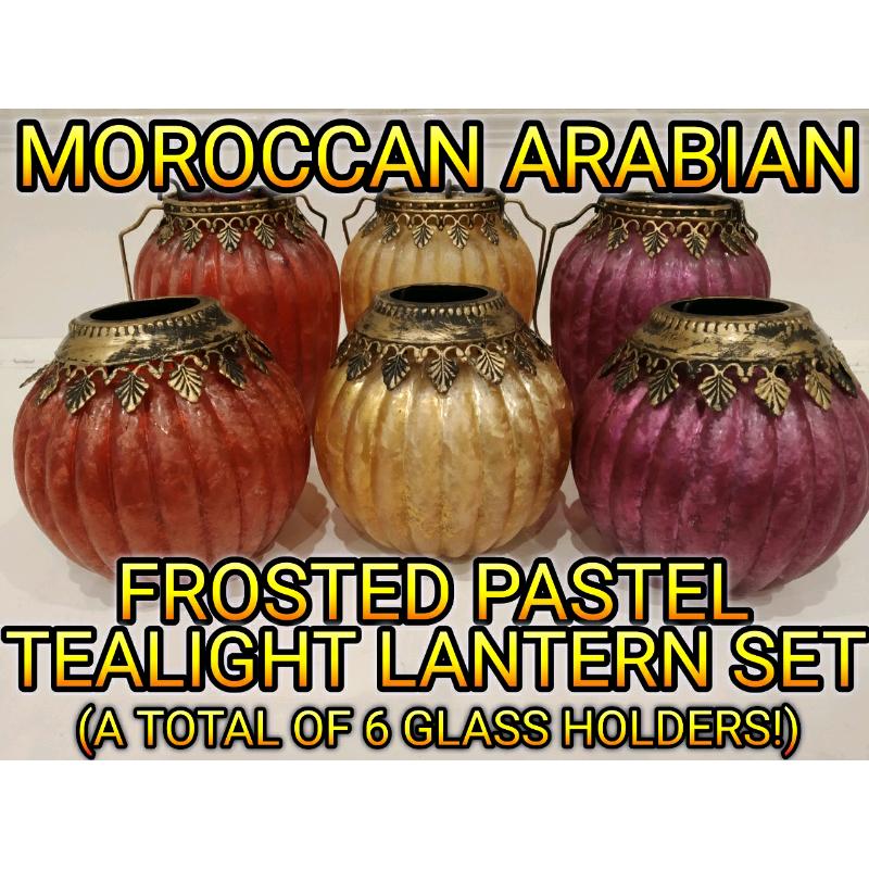 Moroccan Arabian Indian Ethnic Tealight Lanterns Frosted Pastel Holder