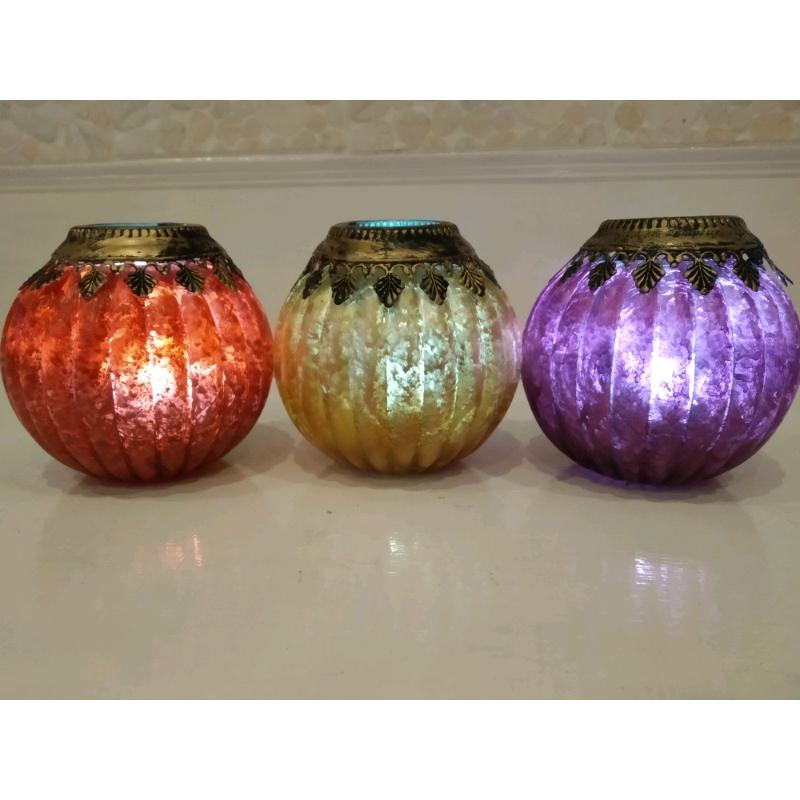 Moroccan Arabian Indian Ethnic Tealight Lanterns Frosted Pastel Holder