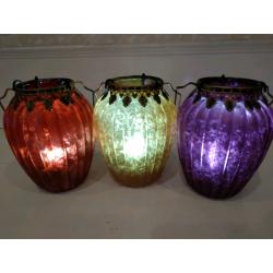 Moroccan Arabian Indian Ethnic Tealight Lanterns Frosted Pastel Holder