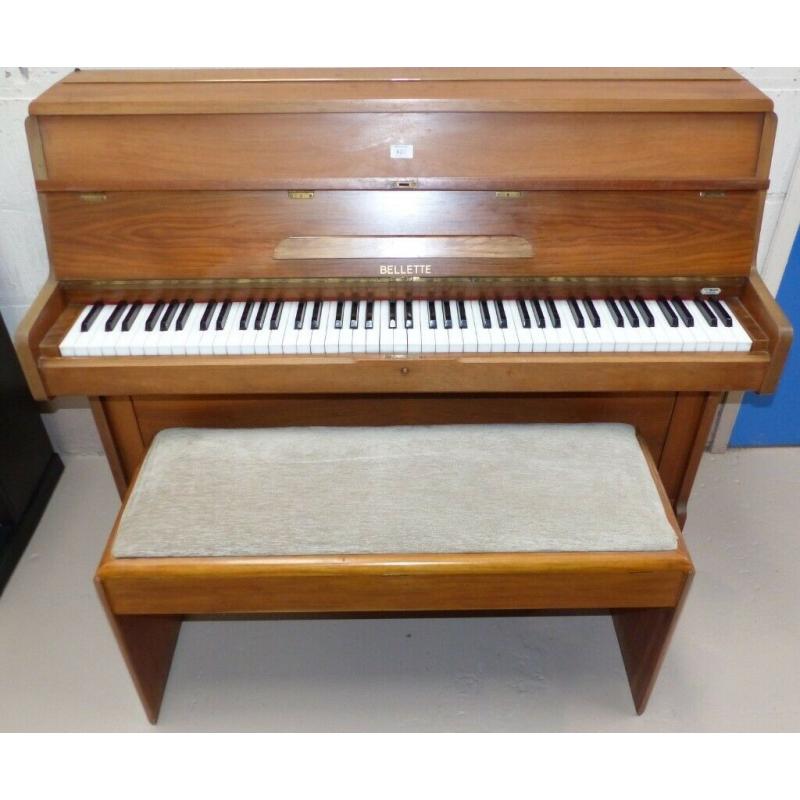 A Bellette walnut veneered Art Deco overstrung piano