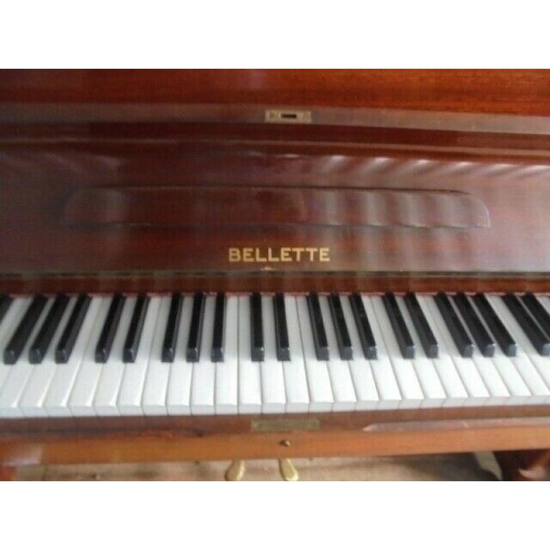 A Bellette walnut veneered Art Deco overstrung piano