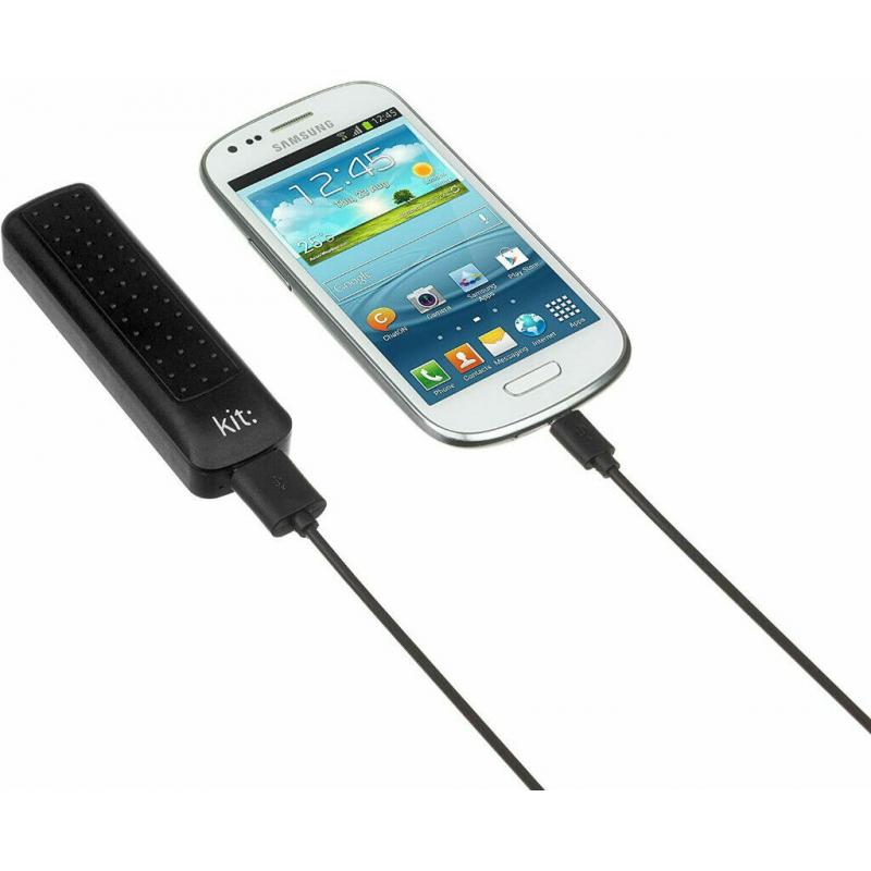 KIT S2 2000 mAh BLACK UNIVERSAL PORTABLE POWER BANK EMERGENCY CHARGER & USB LEAD