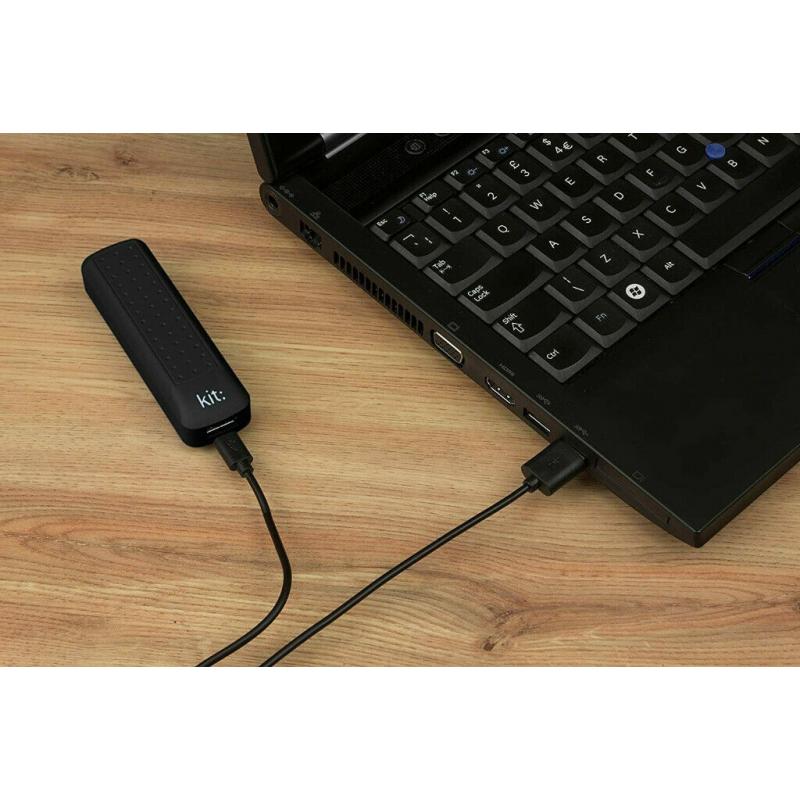 KIT S2 2000 mAh BLACK UNIVERSAL PORTABLE POWER BANK EMERGENCY CHARGER & USB LEAD
